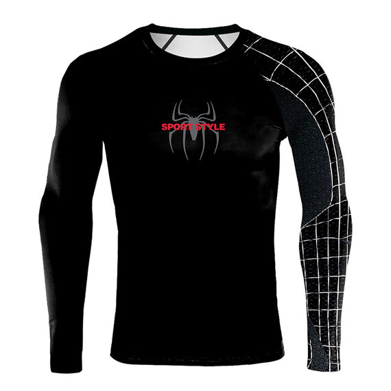 classic black black Spider-man superhero compression tee top