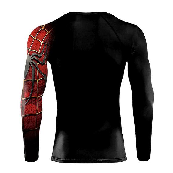 slim fit Spider Man superhero gym shirt red black