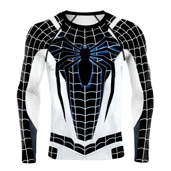cool quick dry marvel superhero Spider-man compression workout shirt