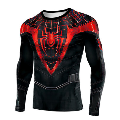 Spider-Man long sleeve cosplay tee shirt red Miles Morales