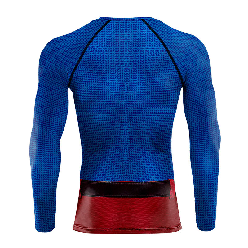 Blue Red Superman Compression Workout Tee - PKAWAY