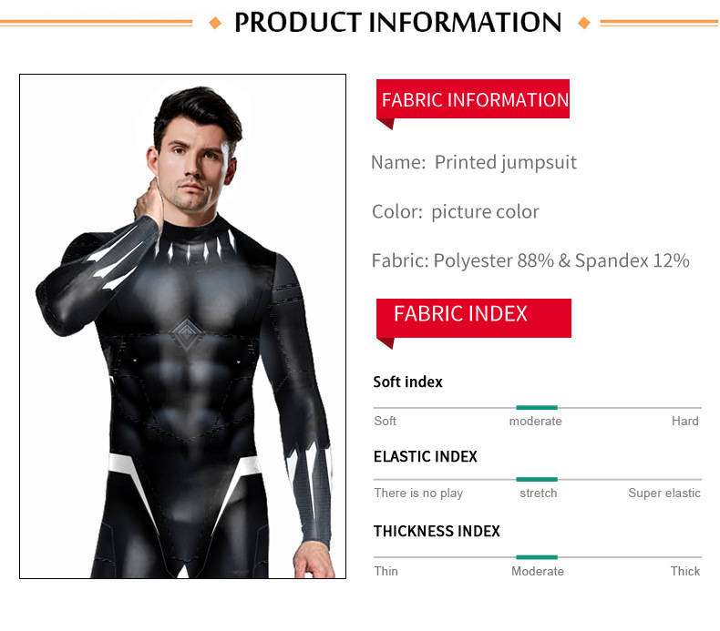 black panther cosplay jumpsuit  - product information