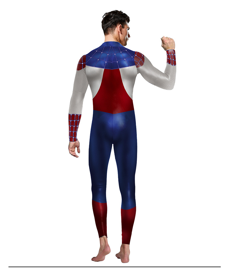 captain spider-man cosplay jumpsuit zip closure - back