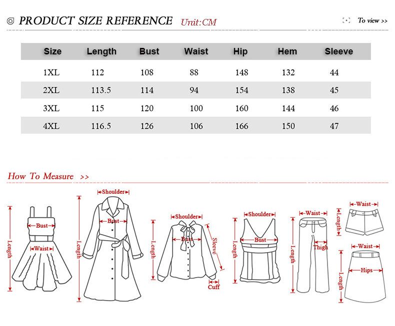 women plus size dress size chart for reference