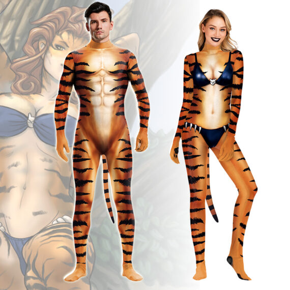 Tiger 3D Print Bodysuit for Men