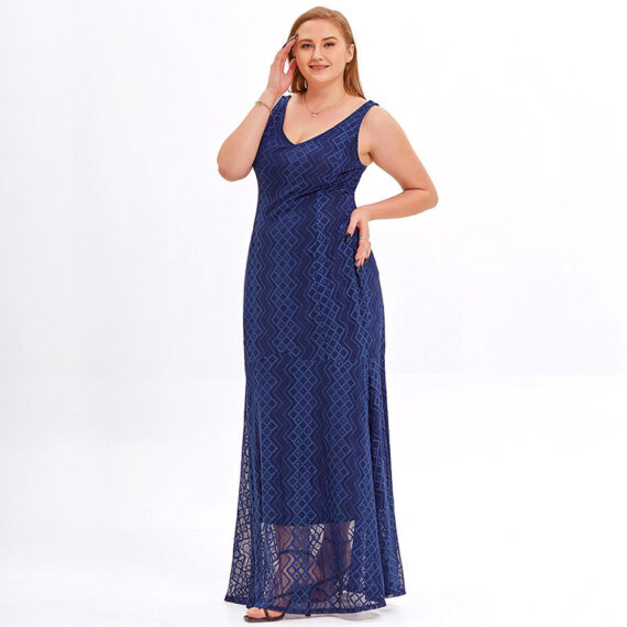 Women's Plus Size Stretch Lace Maxi Dress - Evening Wedding Cocktail Party Dress