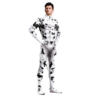 milk cow Jumpsuit Spandex Bodywear with Tail for man
