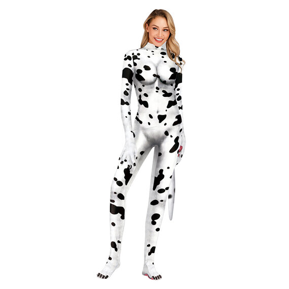 full cover women milk cow 3d print bodysuit for halloween cosplay
