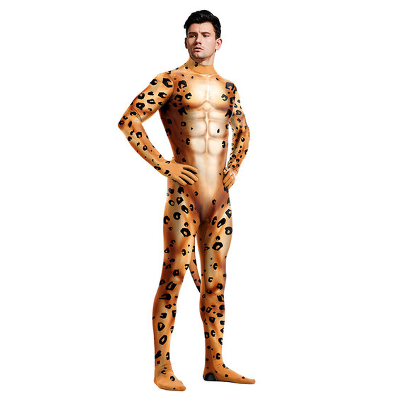 Leopard Pattern 3d print halloween costume with tail for unisex