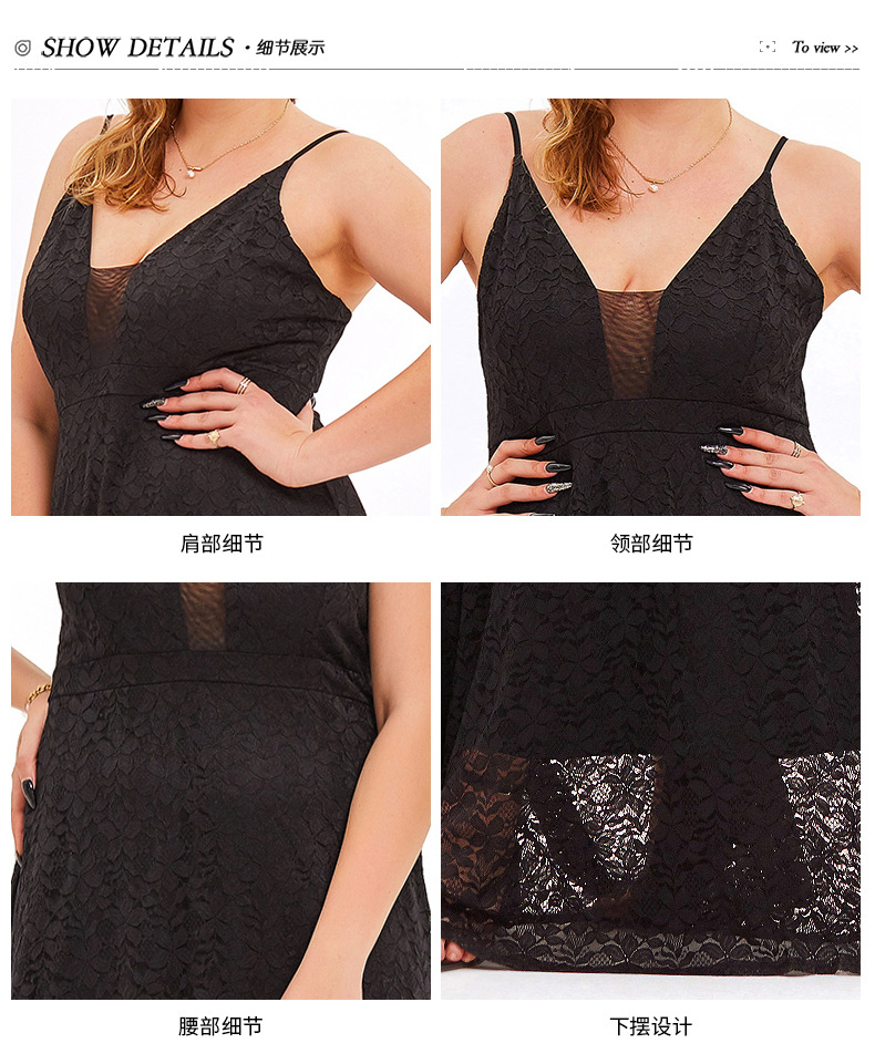 chubby lady black plus size dress - product detail