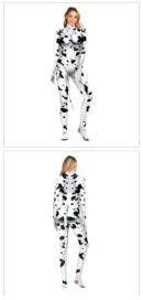 cool sexy women's milk cow 3d print catsuit with tail for halloween cosplay