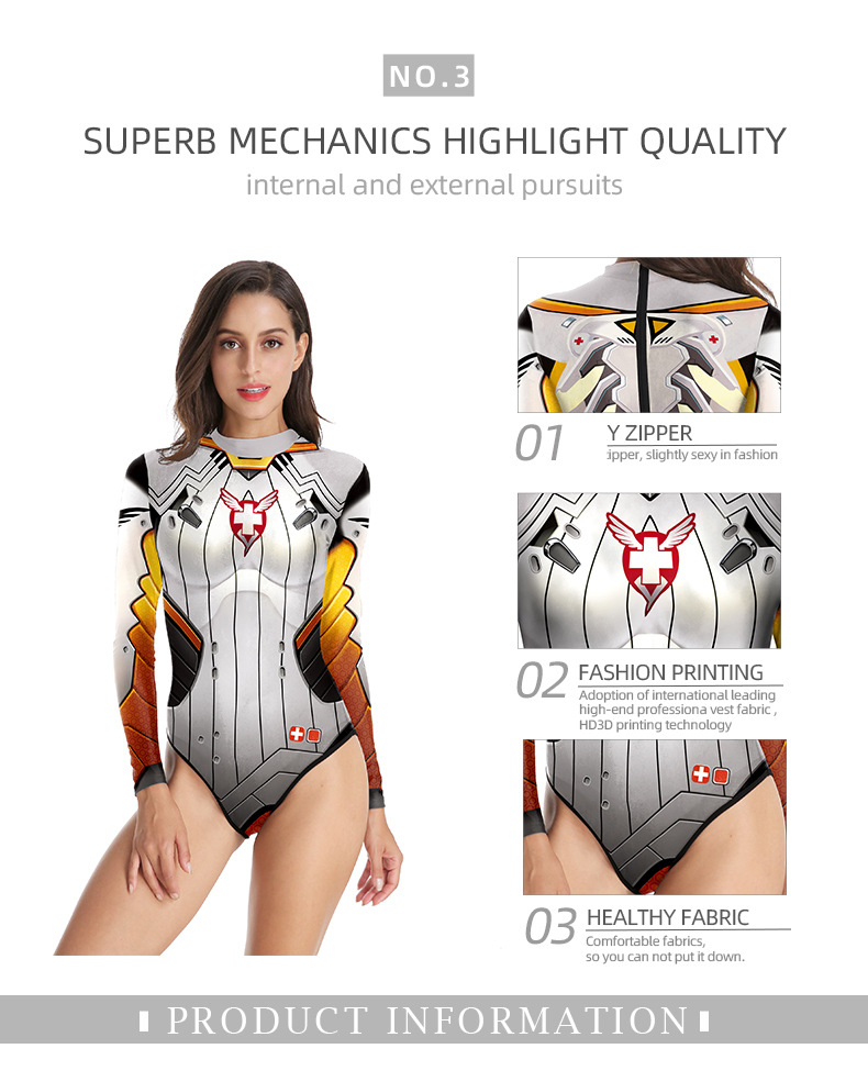 Long Sleeve zipper closure Japanese Eva ACGN Schoolgirl Mari One-Piece 3d print Cosplay Swimsuit