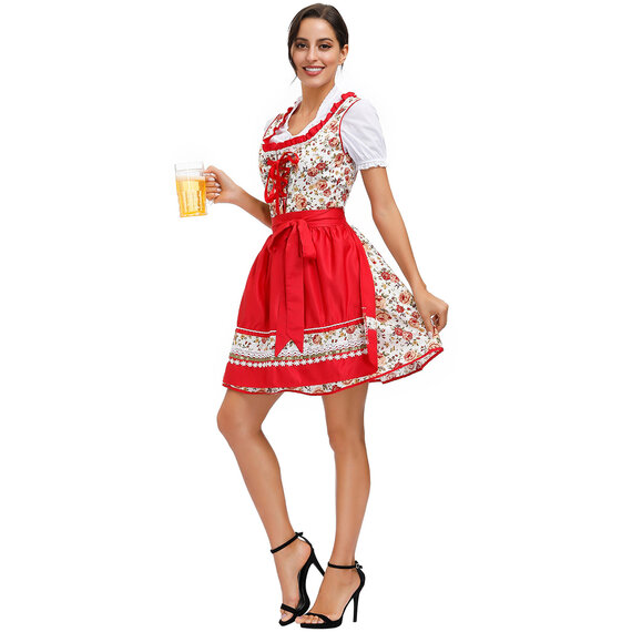 Ladies Fraulein Oktoberfest Costume  German Dirndl Dress for Halloween Carnival