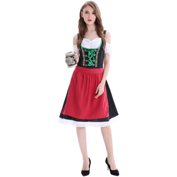 Women Oktoberfest Dirndl Costume Plaid German Beer Festival Cosplay Costume