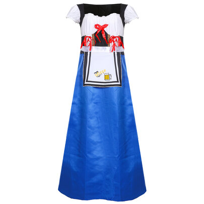 Blue Bavarian Beer Girl Costume Gothic Maid Dress for Women