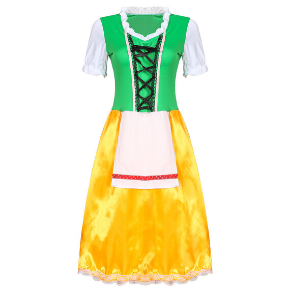 German Bavarian Traditional Womens Oktober Fest Dirndl Dress green and yellow