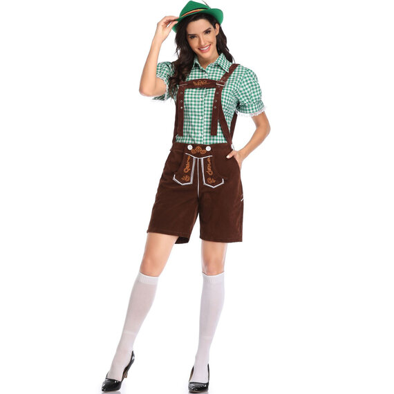 German Beer Festival Cosplay Bavarian Dress Green and Coffee