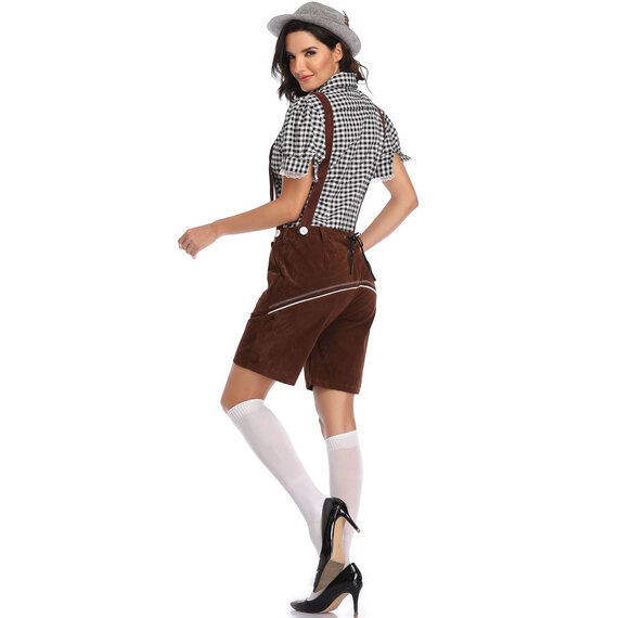 authentic lederhosen costume with suspenders, the true traditional German design