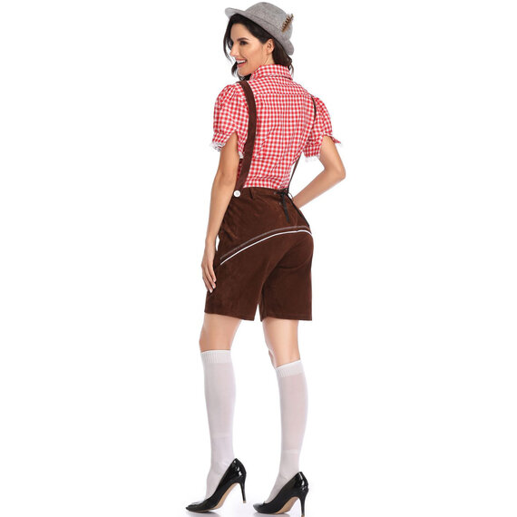 Bavarian Oktoberfest dirndl Costume Carnival Halloween include red shirt