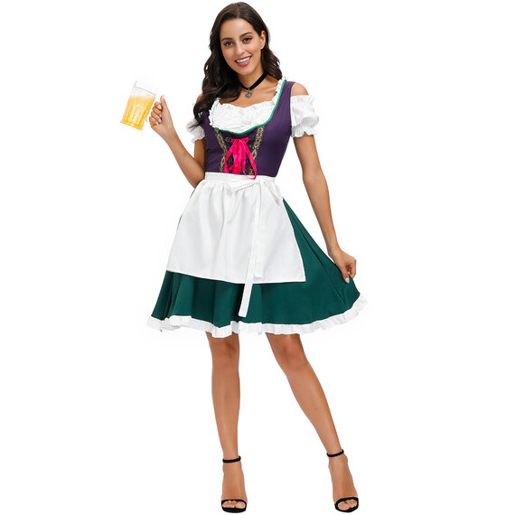Women Dirndl Bar Maid Costume Bavarian Lederhosen Dress Plus