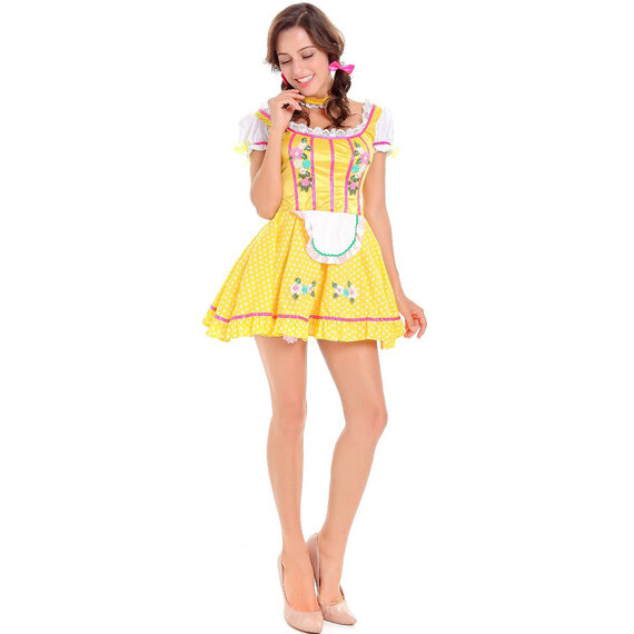 Oktoberfest Costume Women featuring Matching yellow skirt and small white apron