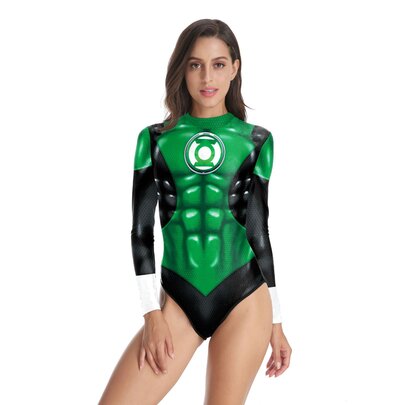 long sleeve green lantern sexy swimsuit for women