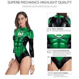 zip closure green lantern one piece swimwear for ladies
