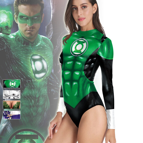 dc comic superhero green lantern one piece sexy swimsuit for female