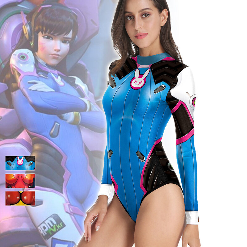 Game Dva Overwatch 3D Print Swimsuit For Ladies PKAWAY