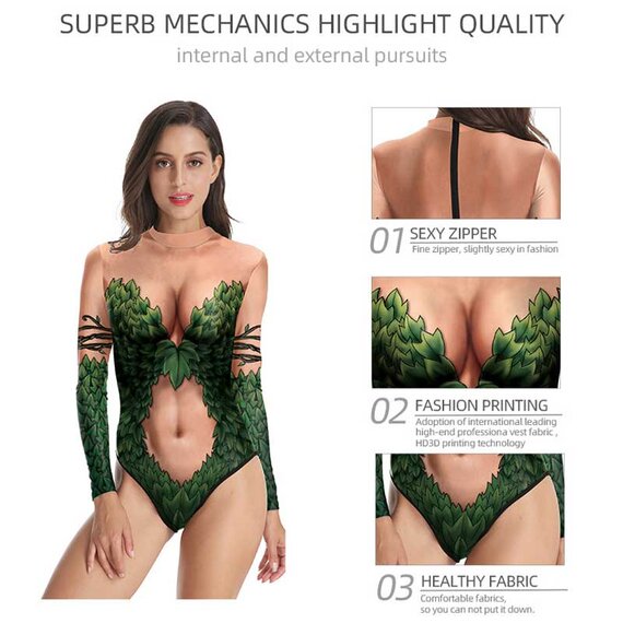 DC Comic Poison Ivy cosplay bathing suit for womens