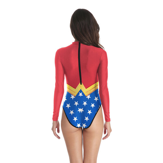 zipper closure dc comic wonder women 3d print cosplay bathing suit for ladis