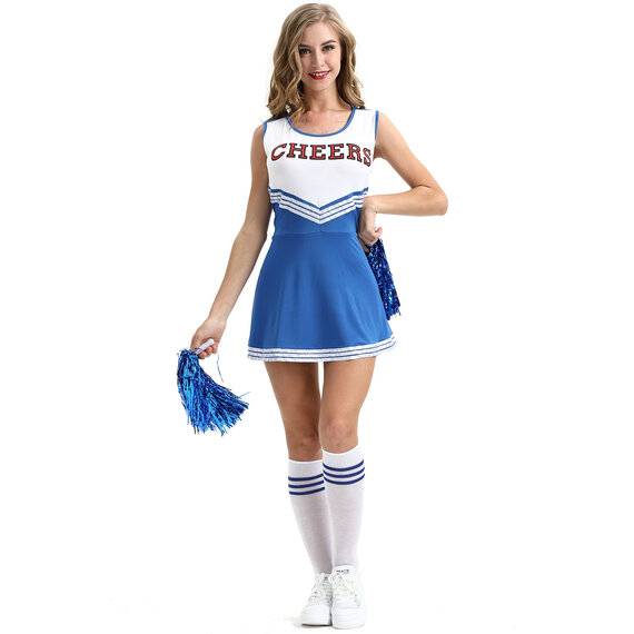 School girls musical cheerleader uniform costume fancy Dress blue