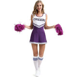 Women's School Musical Party Halloween Cheerleader Costume Fancy Dress Uniform Outfit purple