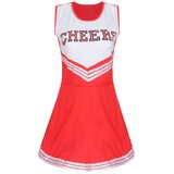 Girls Cheerleader Costume Cheerleading Outfit Dress for Halloween Party with pom-poms