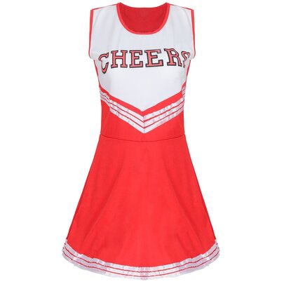 Girls Cheerleader Costume Cheerleading Outfit Dress for Halloween Party with pom-poms