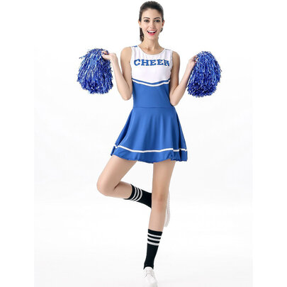 Printed Cheer Leader Uniform Dress blue