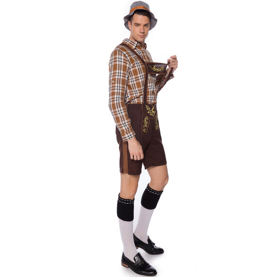 Oktoberfest Costume Men Lederhosen for Bavarian Octoberfest Festival Party Clothes with hat