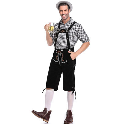 Men's Oktoberfest Costume Lederhosen German Bavarian Guy Set Halloween Beer Festival