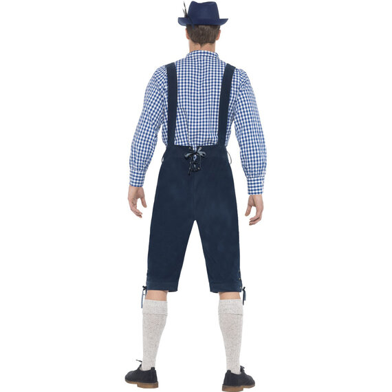 Blue Lederhosen Outfit Men's Oktoberfest Dress Up Costume