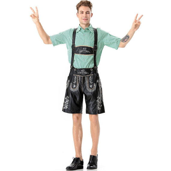 Adults Bavarian Man Costume Mens Oktoberfest Fancy Dress Beer Festival black green