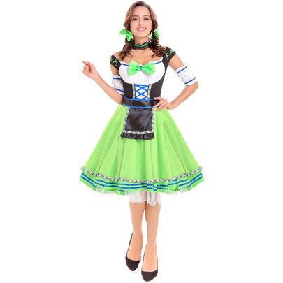 short sleeve green and black girls Oktoberfest Bavarian german Dirndl Dress