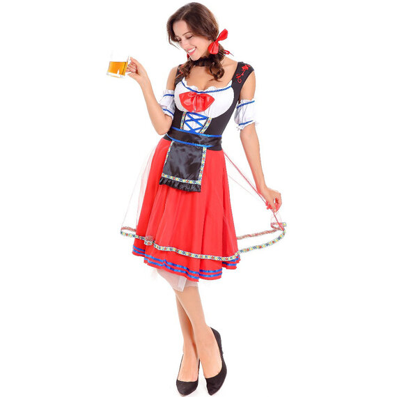 The sexy crop top with an adjustable drawstring design fashion Oktoberfest Maid Outfit