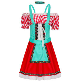 Oktoberfest Womens Costume Short sleeve cold shoulder dress with lacing in the front adjust for best fit