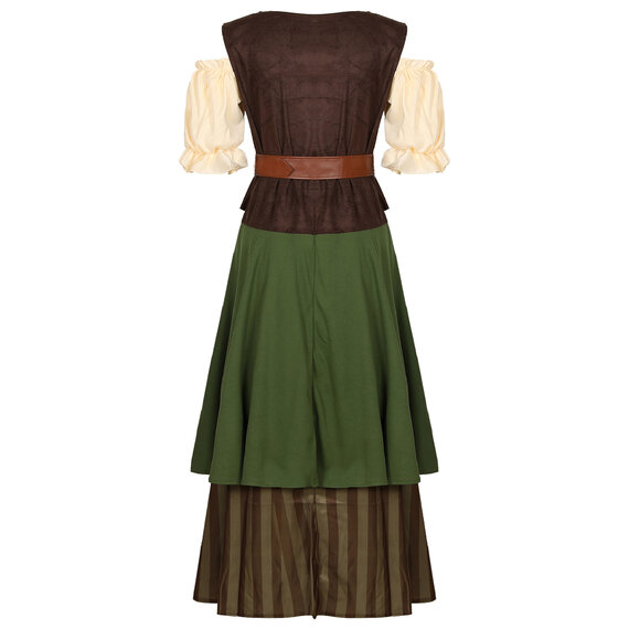 German Dirndl Dress 2 Pieces for Bavarian Carnival brown and green
