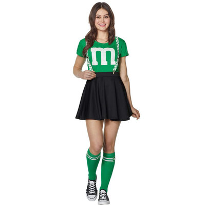 Sexy Cheerleader Top and Skirt Set green and black