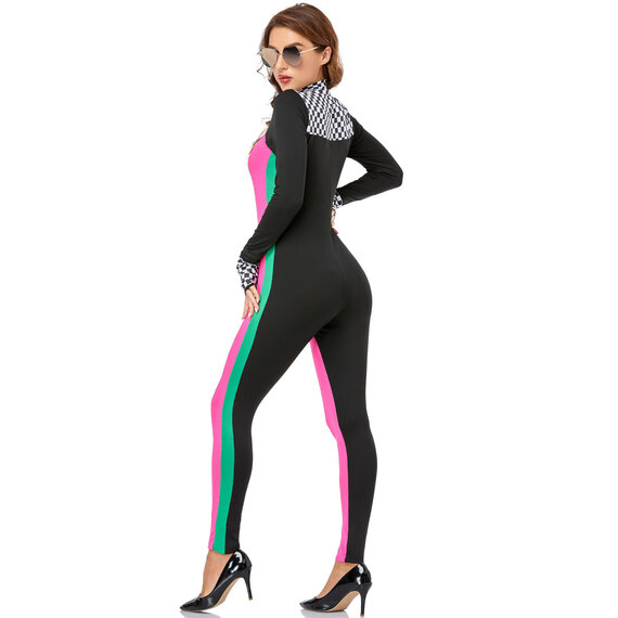 Racing Driver Costume Women Halloween Fancy Party Dress rose