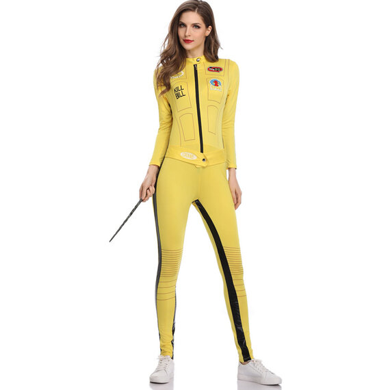 Adult Racer Woman Top Speed Costume yellow long sleeve jumpsuit