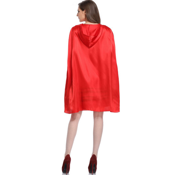 Red Riding Hooded Velvet Cloak Halloween Christmas Cosplay Party Fancy Cape
