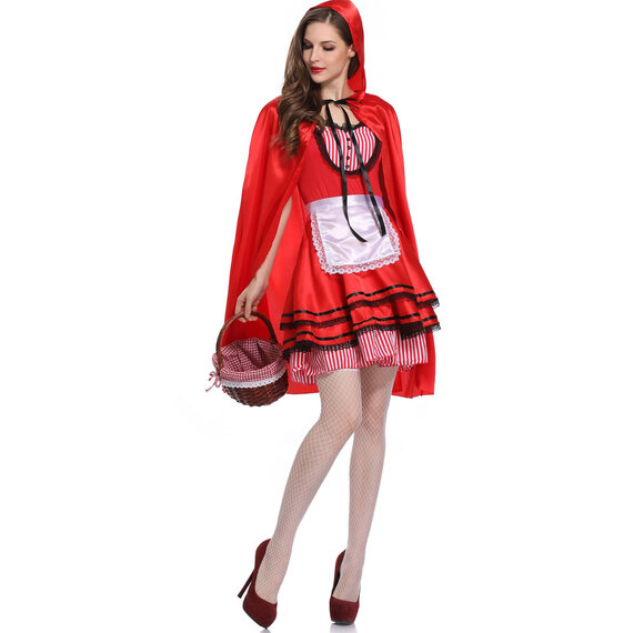 Womens Little Red Riding Hood Cape Costumes Velvet Cloak
