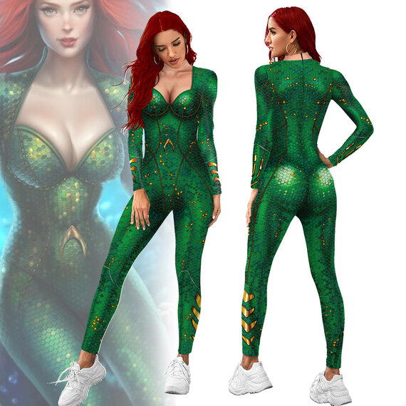 Women Adult Aquaman Mera Queen Cosplay Green